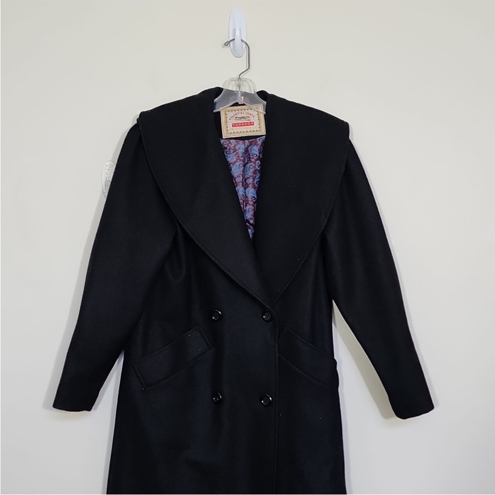 Oversized Vintage Topshop black wool coat sleeve size 6 - Picture 4 of 8
